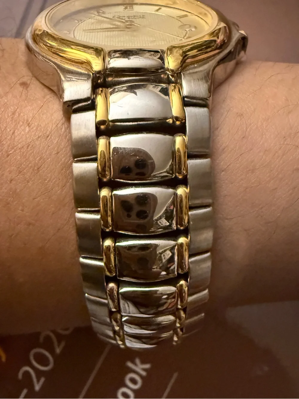 Caravelle by Bulova Two-Tone Gold Dial Watch